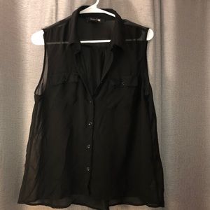 Black Chiffon Blouse Tank